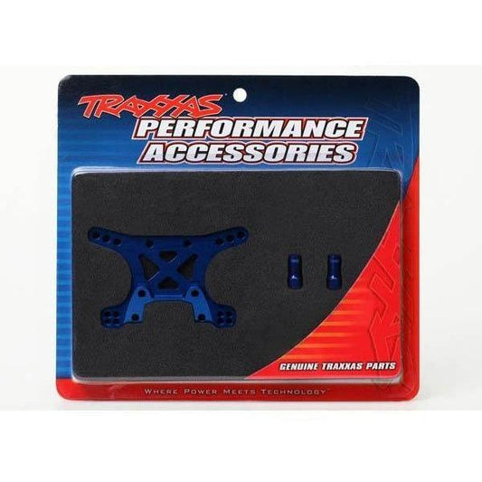 6440 Shock tower, front, 7075-T6 aluminum (blue-anodized) - Swasey's Hardware & Hobbies