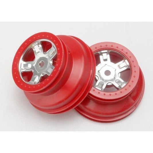7072A Wheels SCT satin chrome red beadlock style dual profile ' inner ' chrome,-red-beadlock-style,-dual-profile-(1 - Swasey's Hardware & Hobbies
