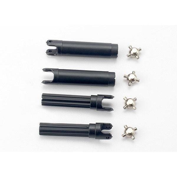 7150 Half shafts, left or right (internal splined half shaft (2)/external splined half shaft) (2))/ metal u-joints (4) - Swasey's Hardware & Hobbies