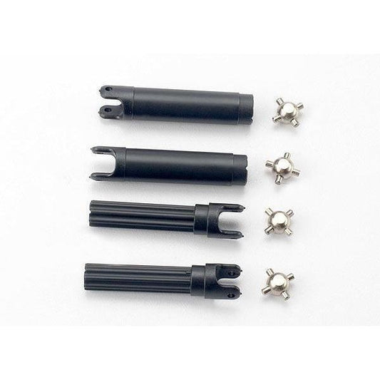 7150 Half shafts, left or right (internal splined half shaft (2)/external splined half shaft) (2))/ metal u-joints (4) - Swasey's Hardware & Hobbies