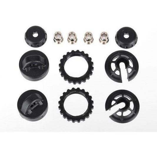 7468 Caps and spring retainers, GTR long/xx-long shock (upper cap (2)/ hollow balls (4)/ bottom cap (2)/ upper retainer (2)/ lower retainer (2)) - Swasey's Hardware & Hobbies