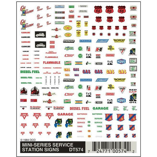 DT574 Dry Transfer, Mini Service Station Signs
