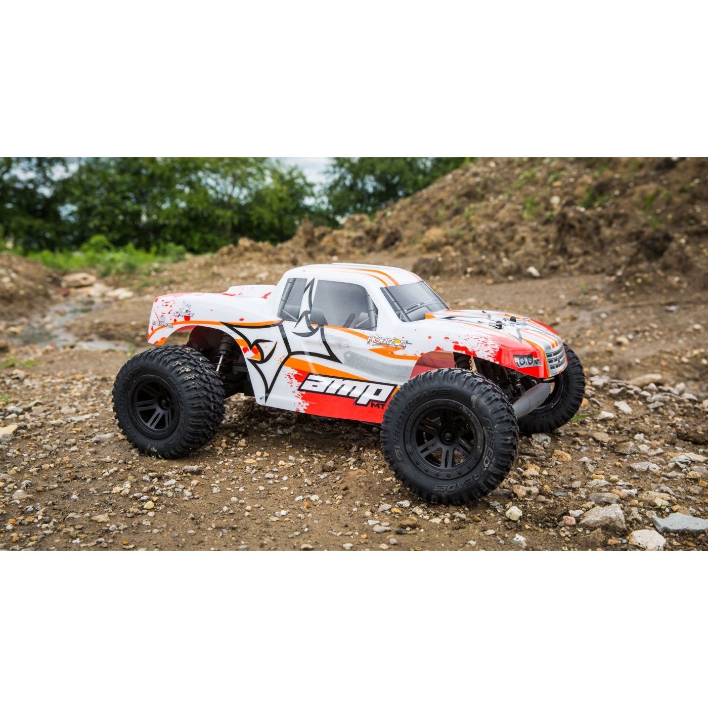 1/10 AMP MT 2WD Monster Truck Brushed RTR, White/Orange