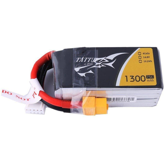 GA-130075C Tattu 4S 1300mAh LiPo Battery 75C 14.8V Pack with XT60 Plug for RC Boat Heli Airplane UAV Drone FPV Skylark Emax Nighthawk 250