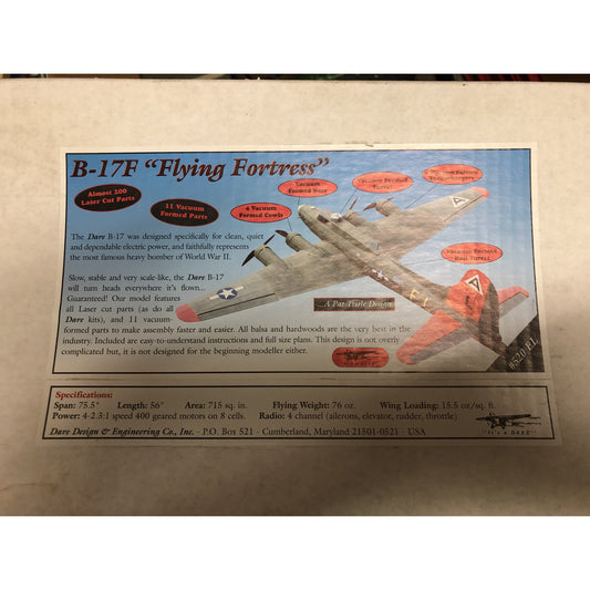Dare Design 520 EL B-17F "Flying Fortress" RC Airplane Kit