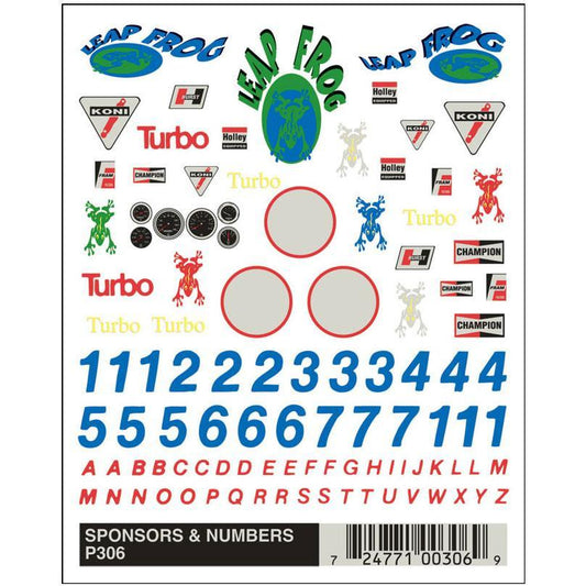 306 Dry Transfer Decals, Sponsors & Numbers