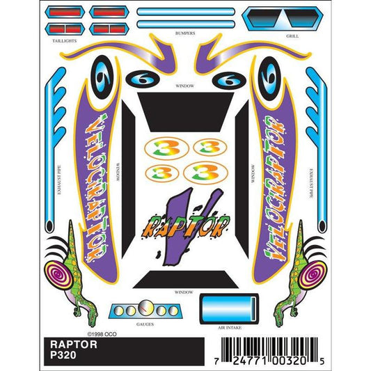 320 Stick-On Decals, Raptor