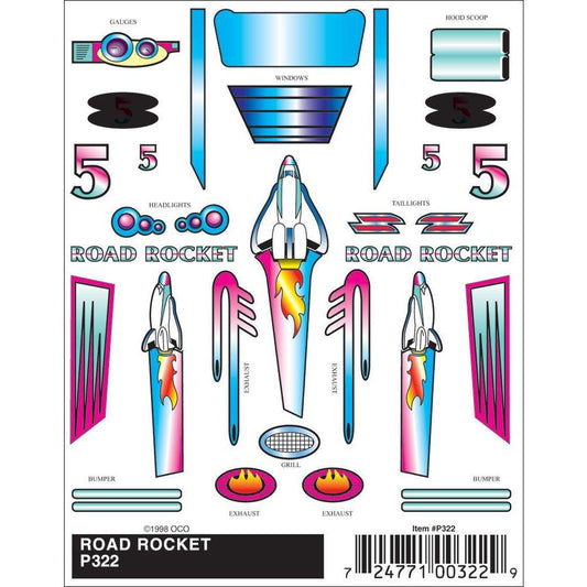 322 Stick-On Decals, Road Rocket