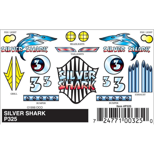 325 Stick-On Decals, Silver Shark