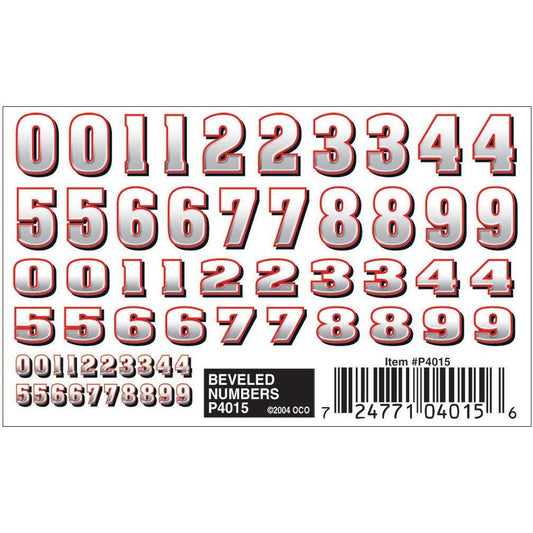 4015 Dry Transfer Decals, Beveled Numbers