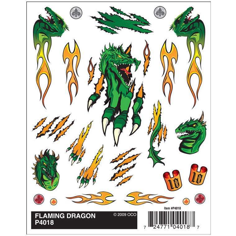 4018 Dry Transfer Decals, Flaming Dragon