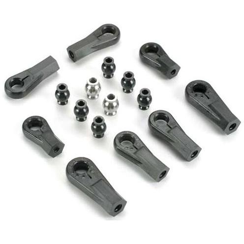 6076 Plastic Rod Ends (8) (1/6 And 1/5 Scale)/ Hollow Ball Connectors (8) (6-Black, 2-Silver)