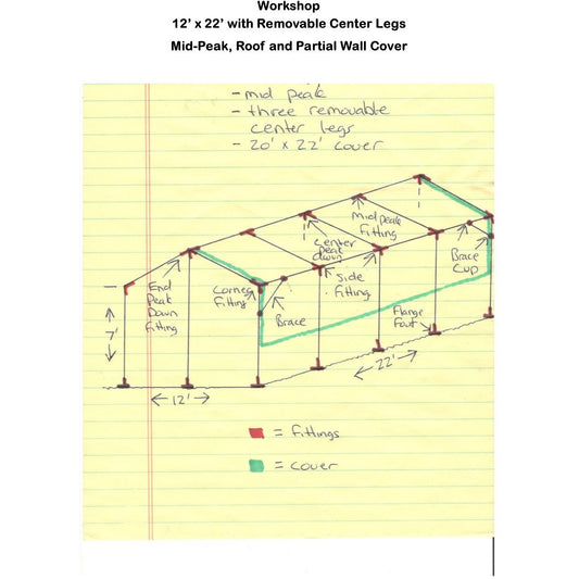 Workshop 12' x 22' with Removable Center Legs