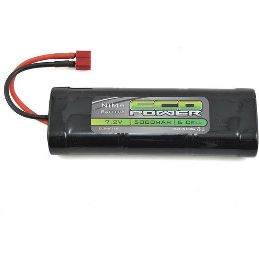 EcoPower 6-Cell NiMH Stick Pack Battery w/T-Style Connector (7.2V/5000mAh)