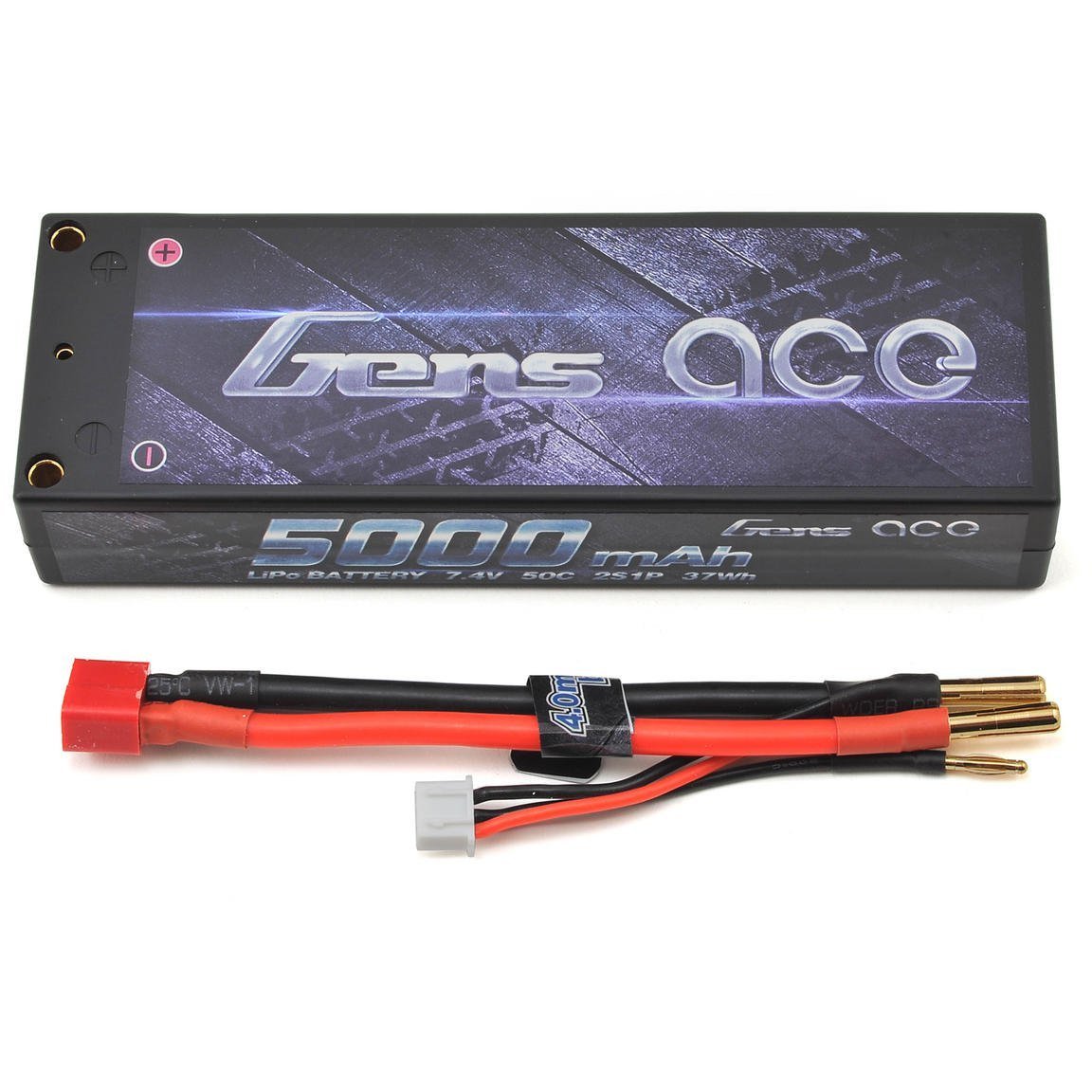 Gens Ace 2s LiPo Battery Pack 50C w/4mm Bullet (7.4V/5000mAh)