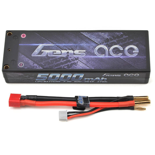 Gens Ace 2s LiPo Battery Pack 50C w/4mm Bullet (7.4V/5000mAh)