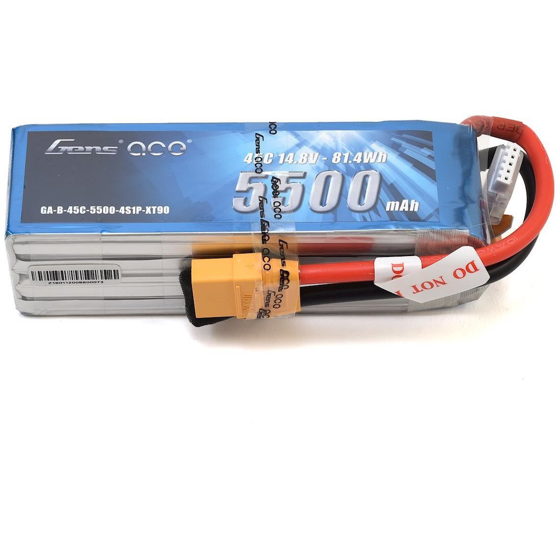 Gens Ace 4S Soft Pack 45C LiPo Battery w/XT90 Connector (14.8V/5500mAh)