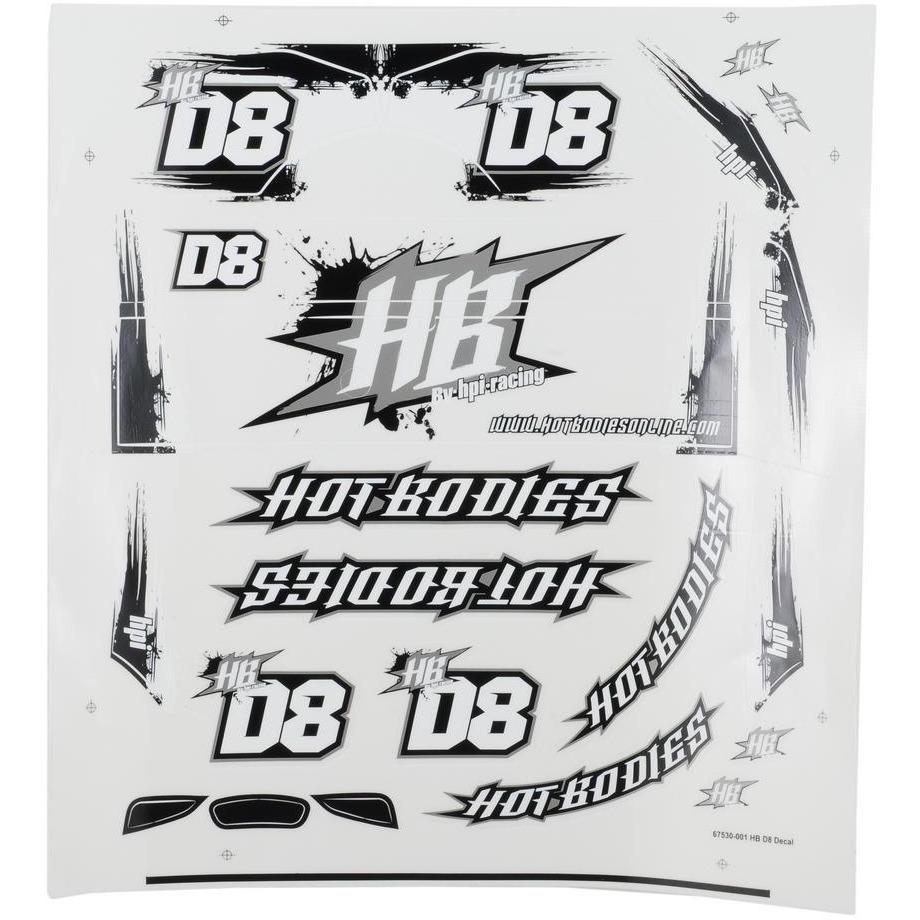 HB Racing D8 Body/Wing Decal Set