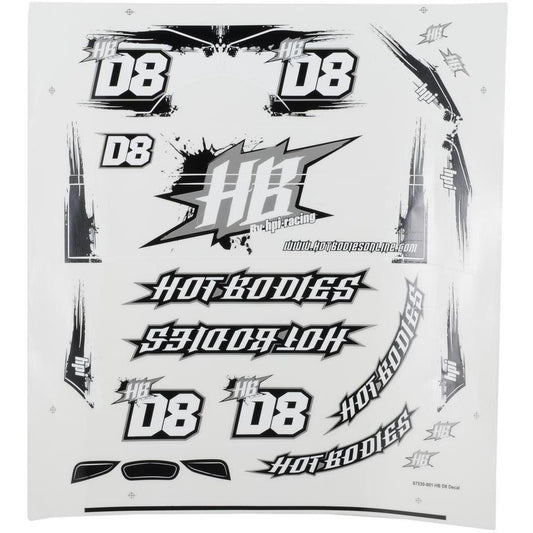 HB Racing D8 Body/Wing Decal Set
