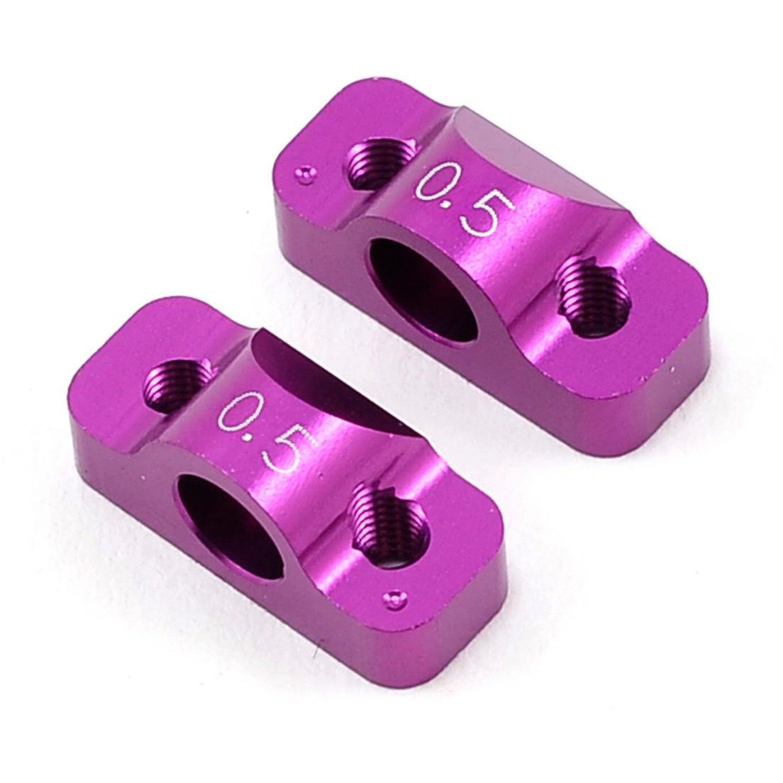 HB Racing Aluminum 0.5° Two Piece Rear/Front Pivot Block Set (Purple) (2)