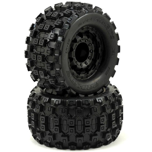 Pro-Line Badlands MX28 2.8" Tires w/F-11 Nitro Rear Wheels (2) (Black)