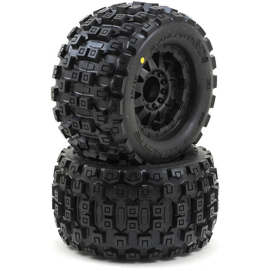 Pro-Line Badlands 3.8" Tire w/F-11 17mm 1/2" Offset MT Wheel (2) (Black) (M2)