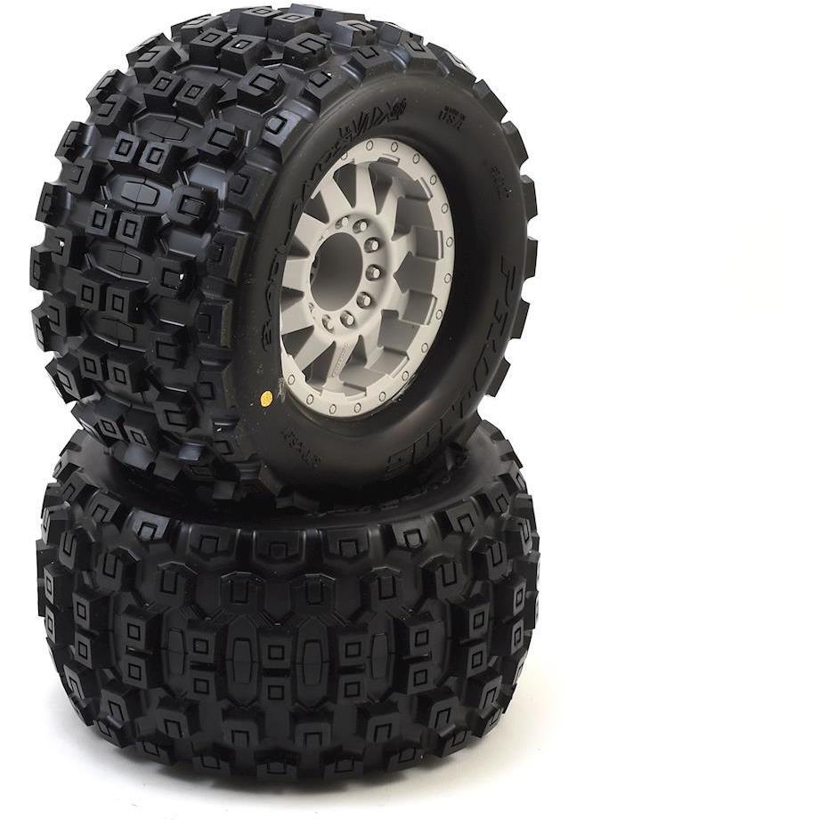 Pro-Line Badlands 3.8" Tire w/F-11 17mm 1/2" Offset MT Wheel (2) (Grey) (M2)