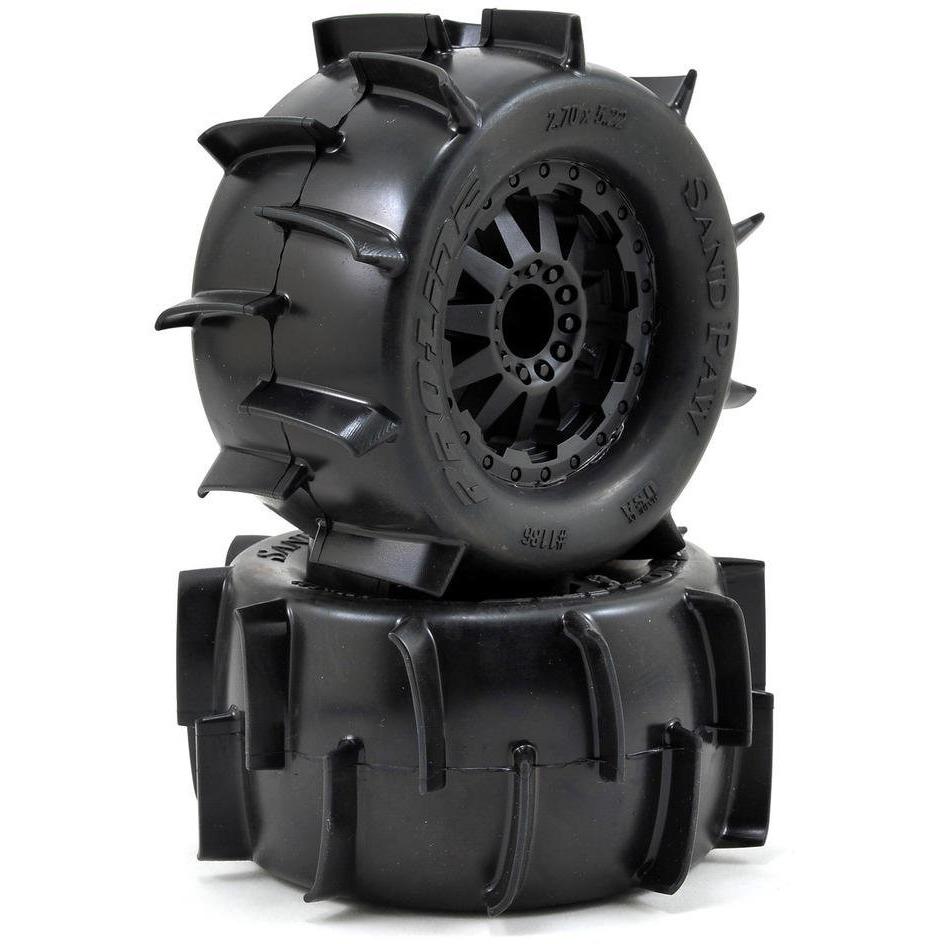 Pro-Line Sand Paw 2.8" Tires w/F-11 Nitro Rear Wheels (2) (Black) (XTM)