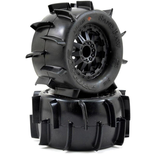 Pro-Line Sand Paw 2.8" Tires w/F-11 Electric Rear Wheels (2) (Black) (XTM)