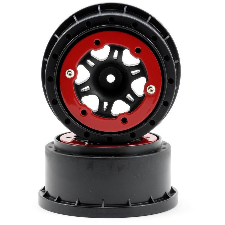 Pro-Line Split Six Bead-Loc Short Course Front Wheels (Black/Red) (2)