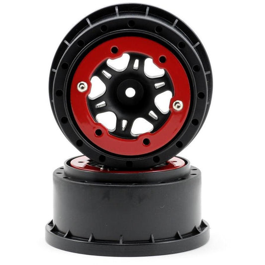 Pro-Line Split Six Bead-Loc Short Course Front Wheels (Black/Red) (2)