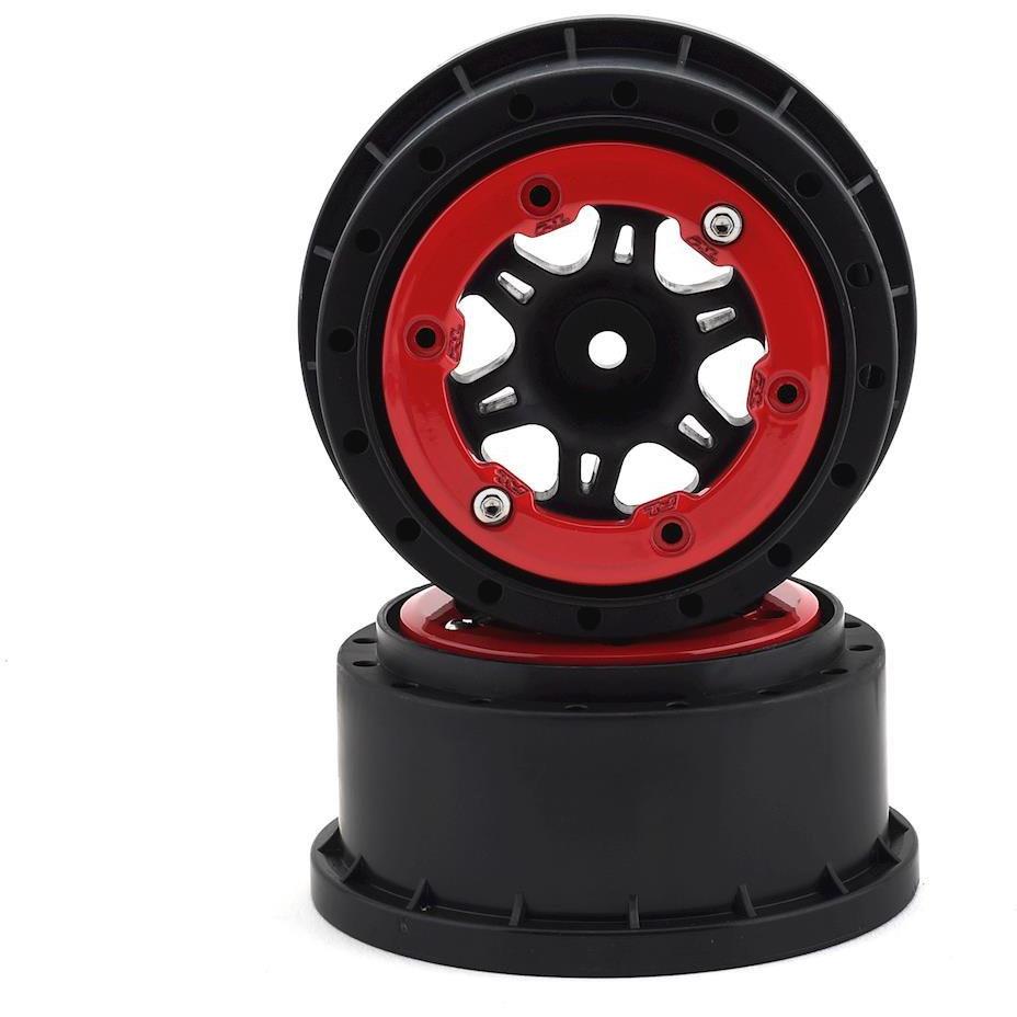 Pro-Line Split Six Bead-Loc Short Course Rear Wheels (Black/Red) (2)
