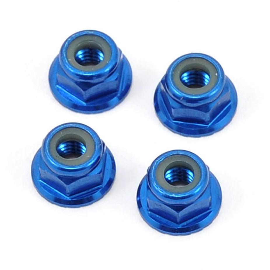 Pro-Line 4mm Serrated Wheel Locknut (Blue) (4)