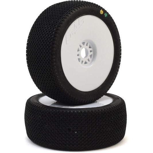 Pro-Line Slide Lock Pre-Mounted 1/8 Buggy Tires (White) (2) (X3)