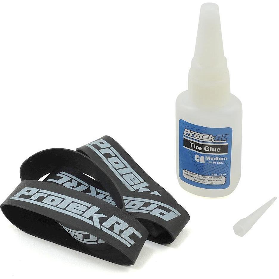 ProTek RC Medium CA Tire Glue & Tire Glue Band Combo w/Tip (0.75oz)