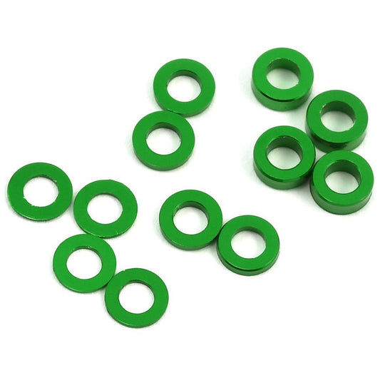 ProTek RC Aluminum Ball Stud Washer Set (Green) (12) (0.5mm, 1.0mm & 2.0mm)