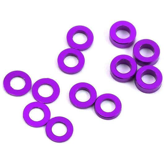 ProTek RC Aluminum Ball Stud Washer Set (Purple) (12) (0.5mm, 1.0mm & 2.0mm)