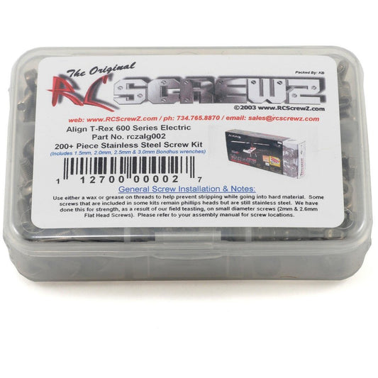 RC Screwz Align T-Rex 600 Series Stainless Steel Screw Kit