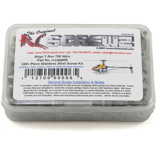 RC Screwz Align T-Rex 700 Nitro Stainless Steel Screw Kit