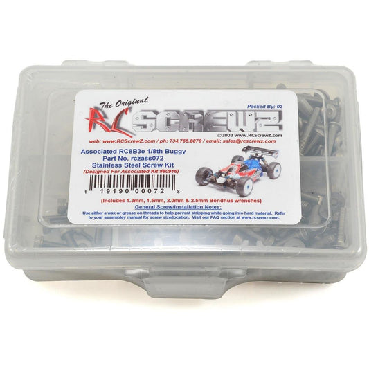 RC Screwz Associated RC8B3e Stainless Steel Screw Kit