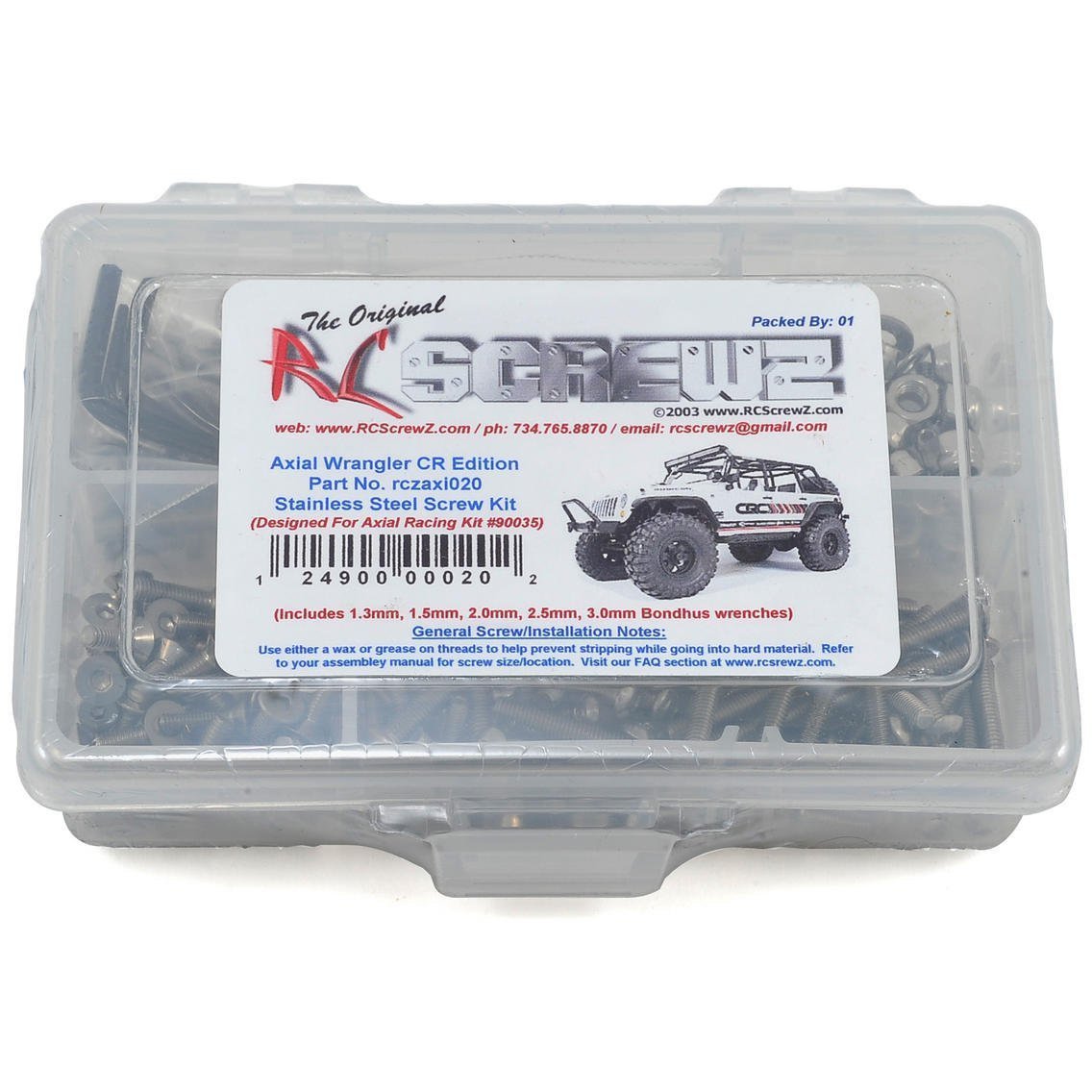 RC Screwz Axial Wrangler C/R Edition Stainless Steel Screw Kit