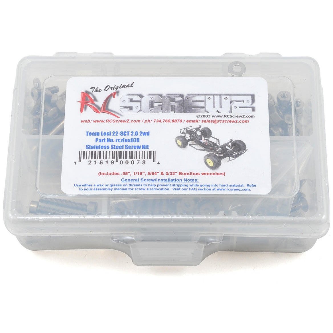 RC Screwz Losi 22-SCT 2.0 2wd Stainless Steel Screw Kit