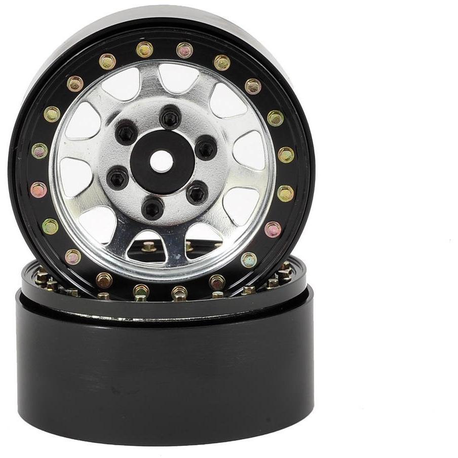 SSD RC D Hole 1.9" Steel Beadlock Crawler Wheels (Silver) (2)
