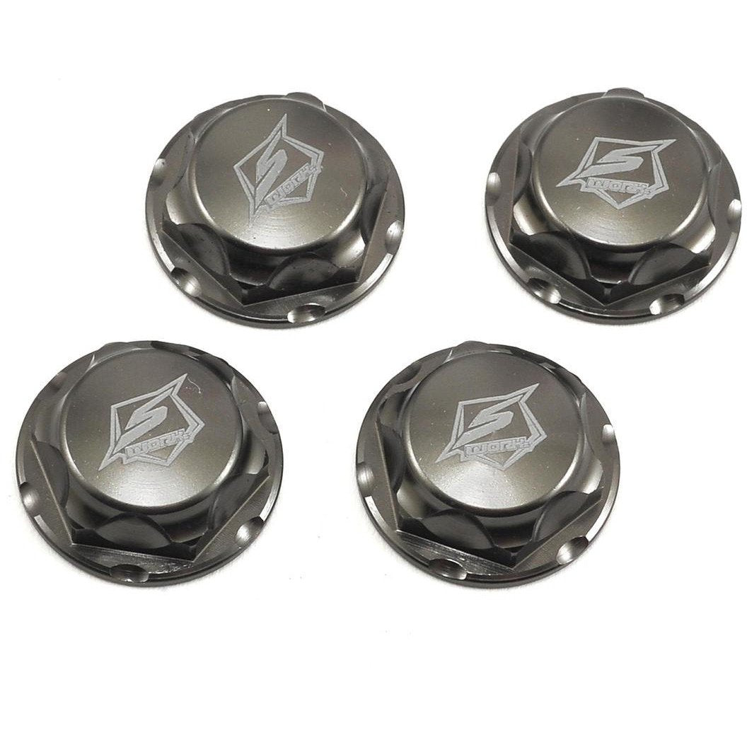 SWorkz S104 14mm Aluminum Serated Pro Flanged Wheel Nut (Gun Metal) (4)