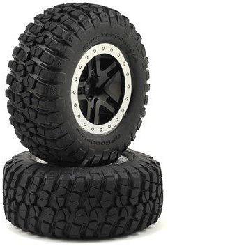Tra5883 Tires & Wheels, Assembled, Glued (Sct Split-Spoke, Black, Satin Chrome Beadlock Wheels, Bfgoodrich?? Mud-Terrainæ’?º  T/A?? Km2 Tire, Foam Inserts) (2) (4Wd F/R, 2Wd Rear)