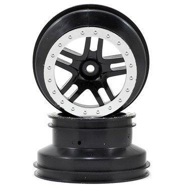 5884 Wheels, Sct Split-Spoke, Black, Satin Chrome Beadlock Style, Dual Profile (2.2' Outer, 3.0' Inner) (4Wd F/R, 2Wd Rear) (2)