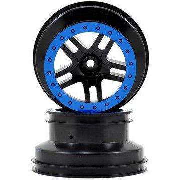 5886A Wheels, Sct Split-Spoke, Black, Blue Beadlock Style, Dual Profile (2.2' Outer, 3.0' Inner) (2Wd Front) (2)