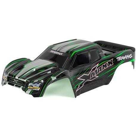 7711G Body, X-Maxx, Green (Painted, Decals Applied) (Assembled With Tailgate Protector)