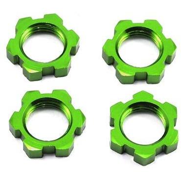7758G Wheel Nuts, Splined, 17Mm, Serrated (Green-Anodized) (4)