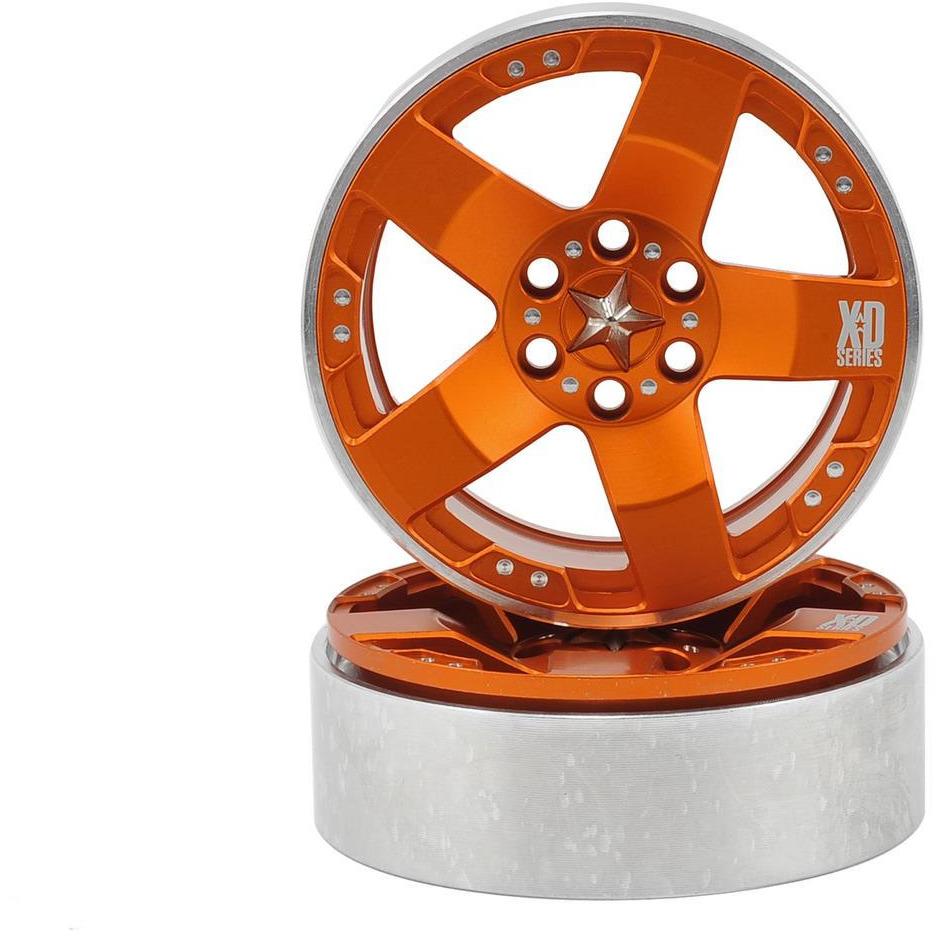 Vanquish Products KMC Rockstars 2.2" Beadlock Wheels (2) (Orange)